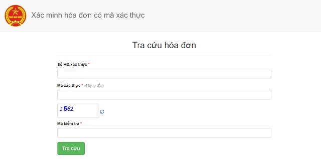 Tiến hành nhập thông tin trên hóa đơn điện tử để tiến hành tra cứu